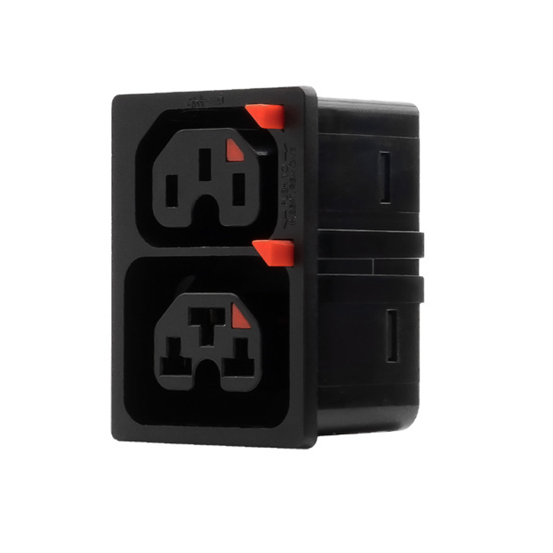 IEC Lock - Double prise UK femelle IEC CX & C15 verrouillable - Noir