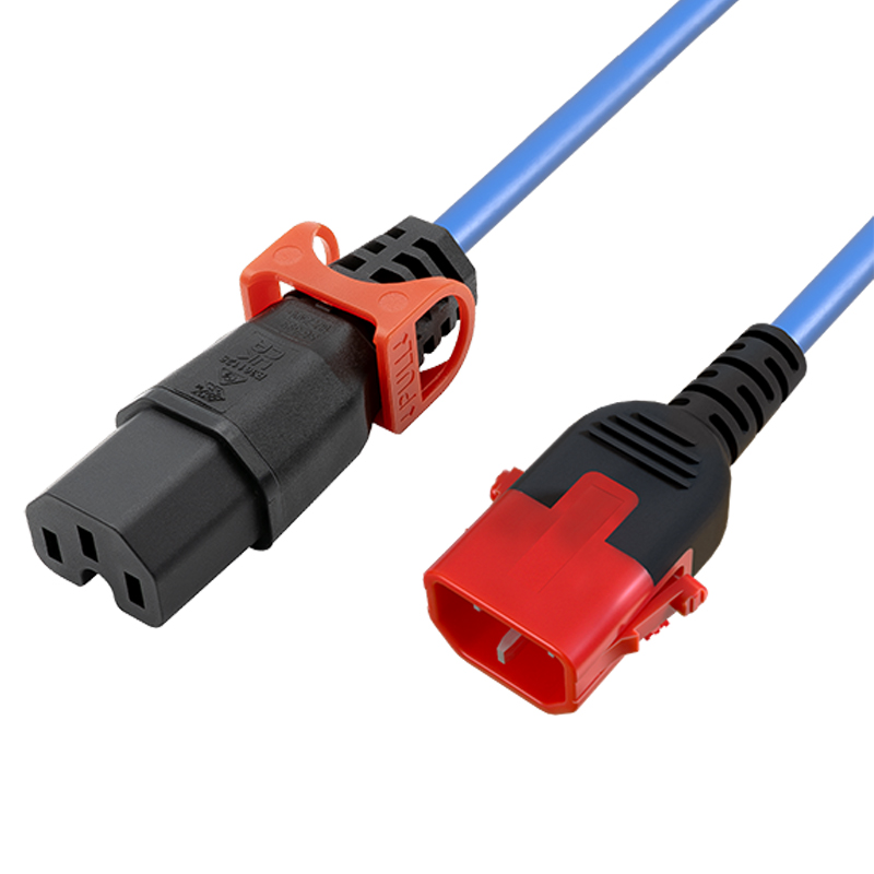 IEC Lock - Rallonge secteur C14/C15 - 2m Bleu