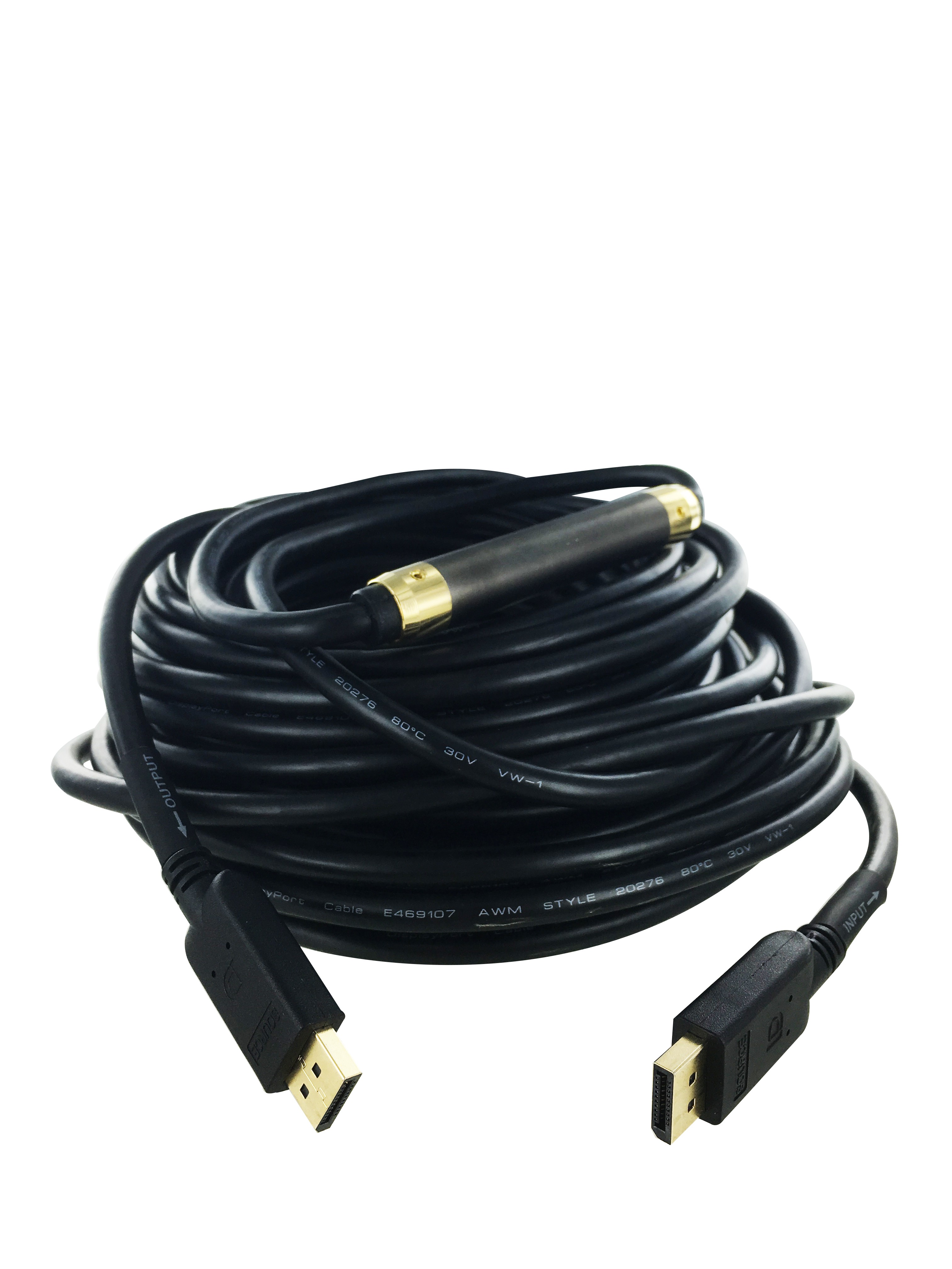 Cordon DisplayPort 1.1 AWG26 amplifié M/M noir - 15 m - EOL