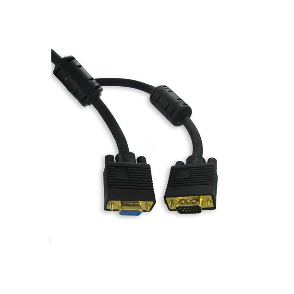 Cordon SVGA OR avec ferrites M/F - 3 coax - AWG30 - 10m