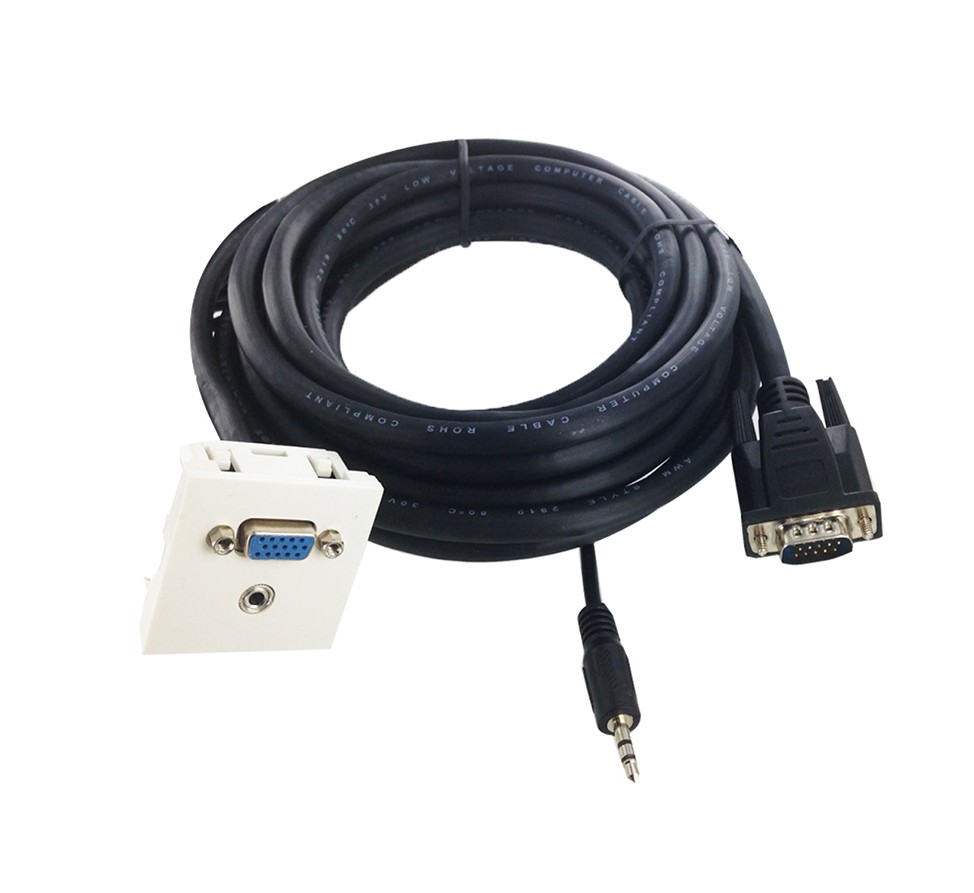 Plastron 45x45 HD15 F/M + Jack 3.5 stéréo F/M - AWG28 - 15m - NPR