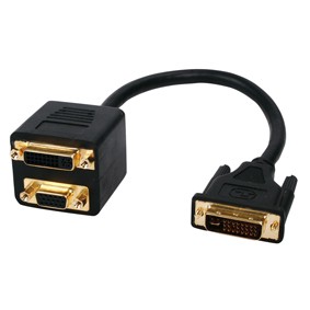 Doubleur DVI-I mâle vers DVI-I femelle+VGA femelle-0.15 à 0.30m -EOL