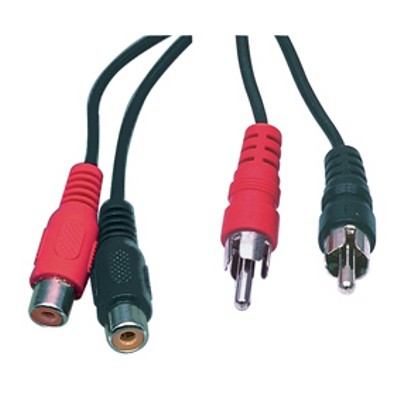 Cordon audio 2 x RCA M/F - 2m