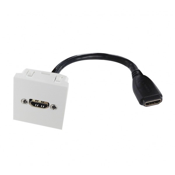 Plastron 45x45 HDMI 2.0 F/F - Coudé 60° - AWG26 - 0.20m - NPR