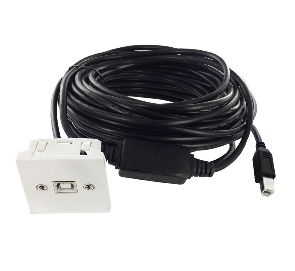 Plastron 45x45 USB2.0 B amplifié F-M - 5m - NPR