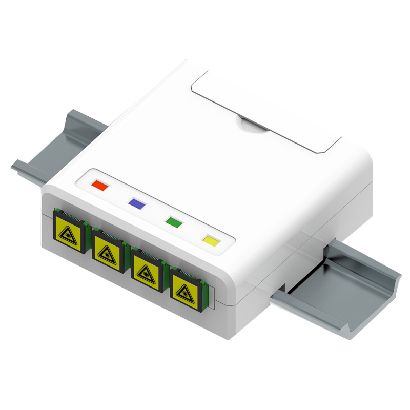 Boitier PTO équipé 4 traversées SC APC simplex à fixer sur RAIL DIN