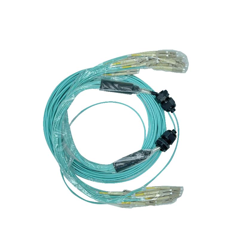 Trunck 12Cores 24FO 12XLC/LC DUPLEX OM3 AQUA 20m - 2 presses etoupes