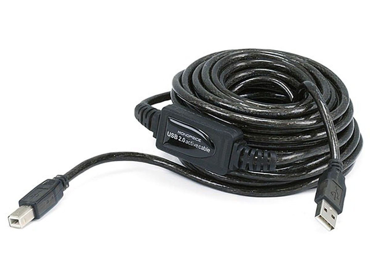 Cordon USB 2.0 A-B M/M amplifié - 10m