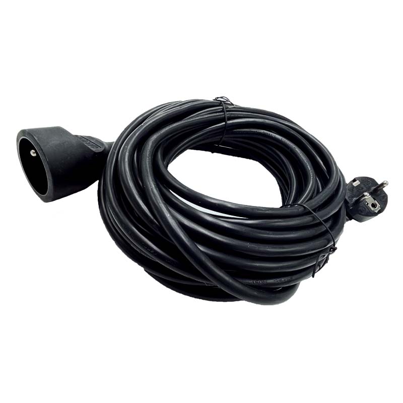 Rallonge secteur 2P+T Mâle/Femelle - Coudé/Droit - Noir - 10m - NPR