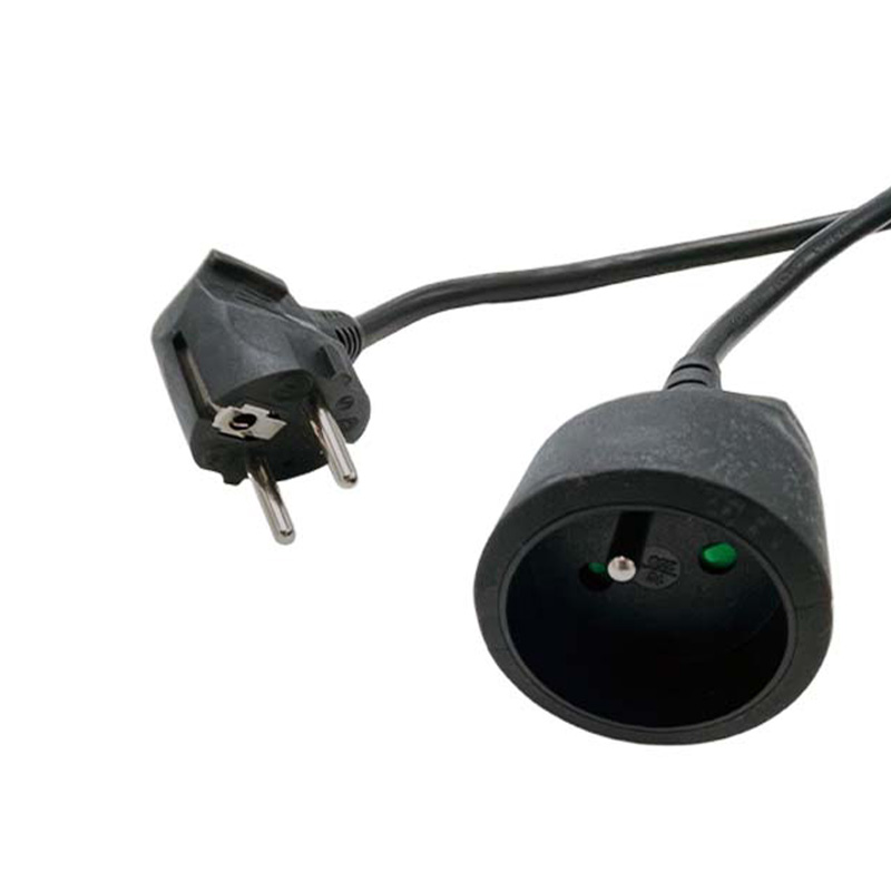 Rallonge secteur 2P+T Mâle/Femelle - Coudé/Droit - Noir - 10m - NPR