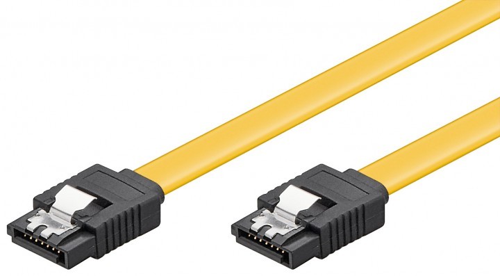 Cordon SATA 3 droit / droit avec Verrouillage - Jaune - 0.50m EOL
