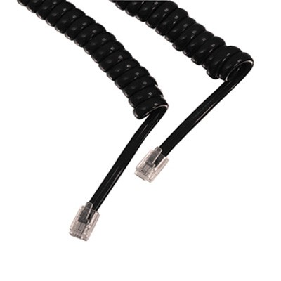 Cordon téléphonique spiralé RJ9 Noir - 2m