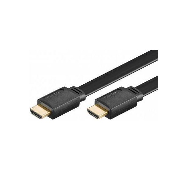 Cordon HDMI Plat 1.4 - Contact Or - M/M - AWG30 - Noir - 1.8m