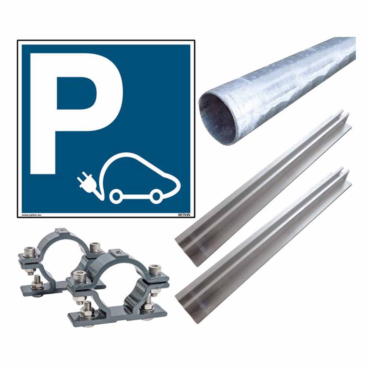 Kit panneau PVC pour voiture électrique+poteau et brides de fixation