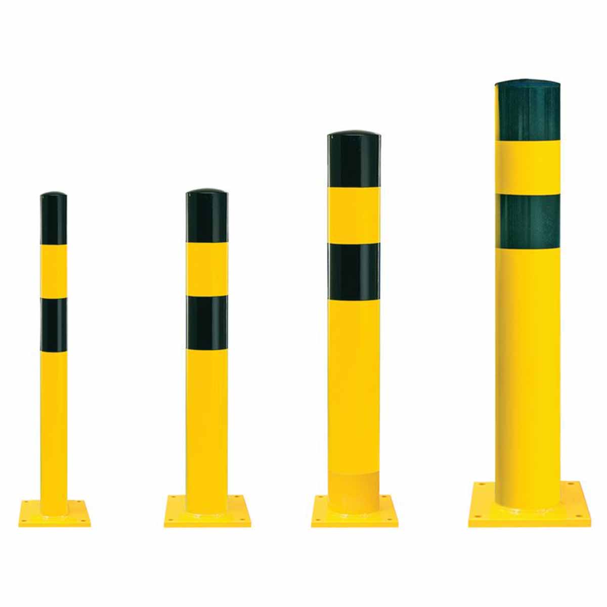 Poteau de protection bicolore (jaune/noir) en acier galvanisé 1,20m