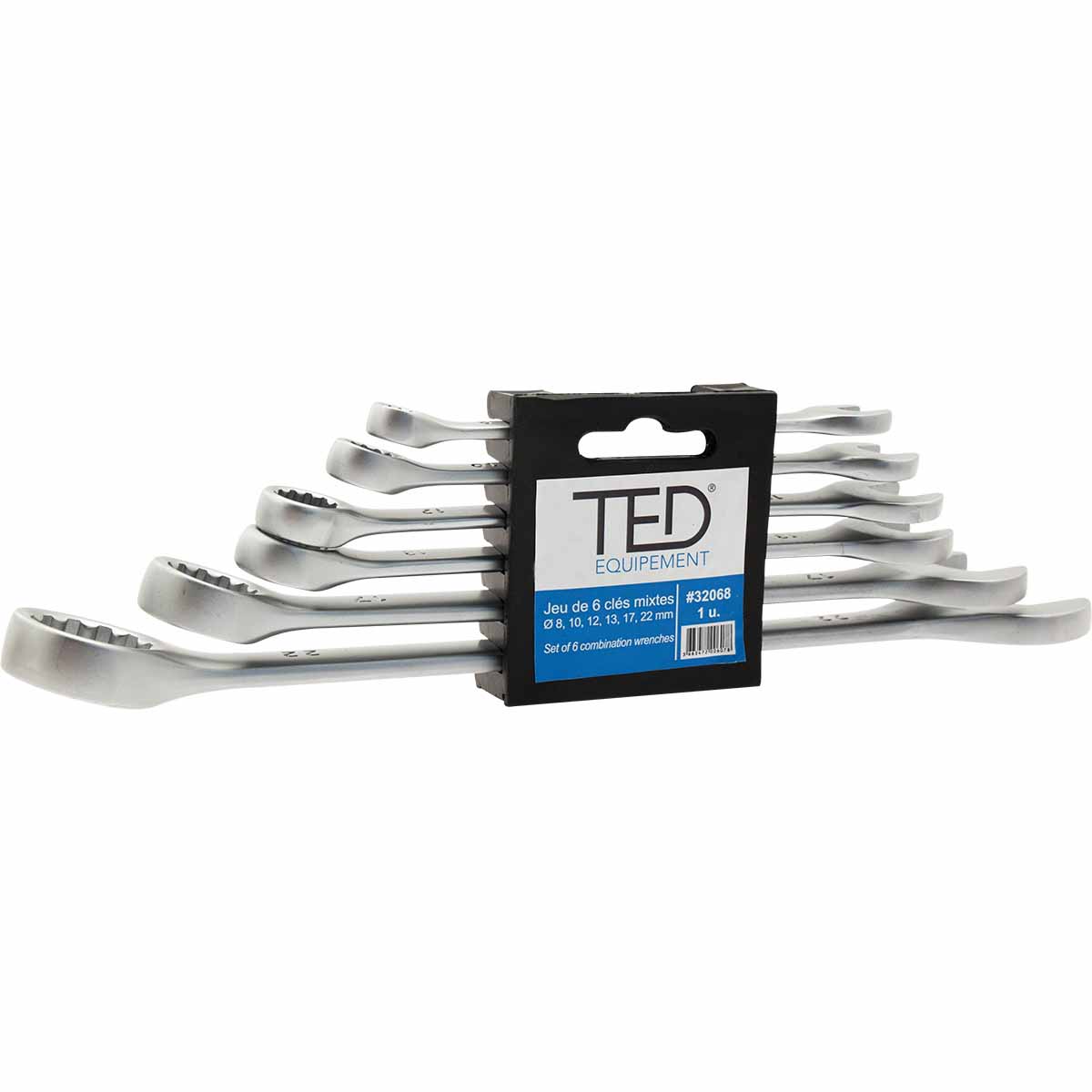 Jeu de 6 clefs mixtes chrome TED - Ø8 à 22mm