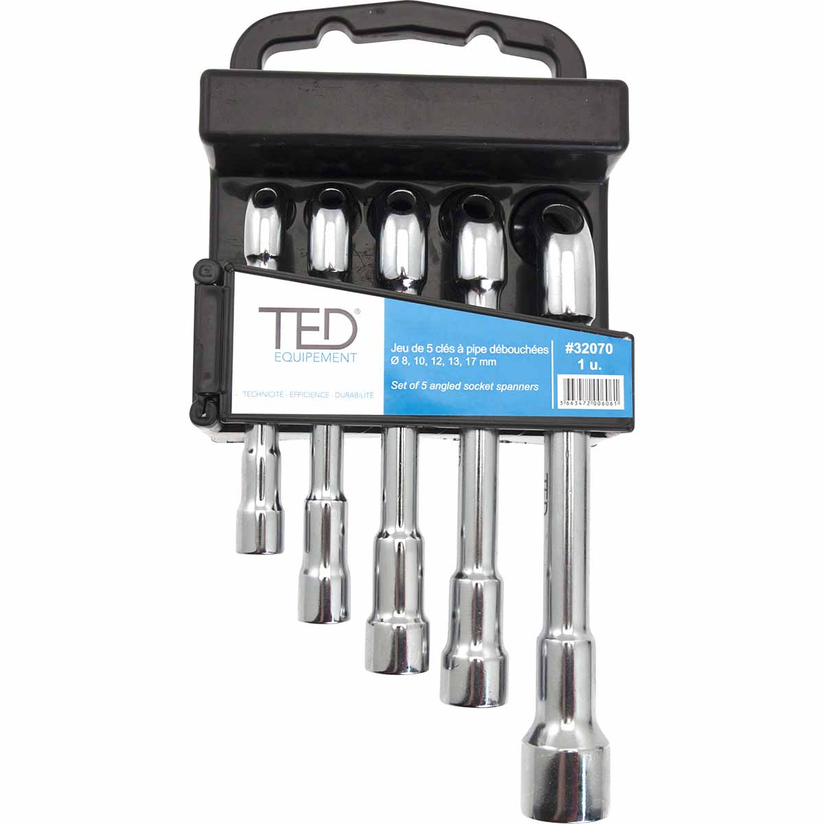 Jeu de 5 clefs à pipe débouchées TED - Ø8-17mm