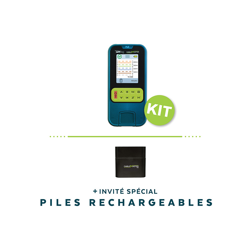 SOFTING - KIT PoE Cable Master Testeur câblage+piles chargeur Lithium