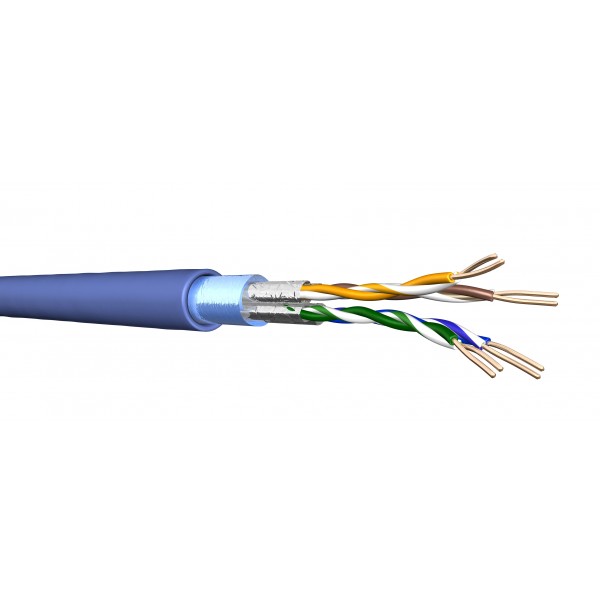 DRAKA - Câble monobrin - Cat6A F/FTP - 4 paires LSHF bleu - 1000m NPR