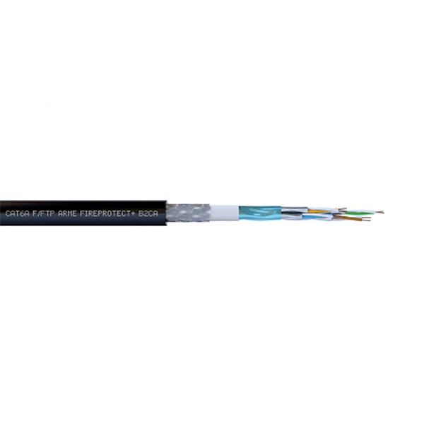 ACOME - Câble Cat6A F/FTP armé acier B2ca - 4 paires LSZH noir - 500m