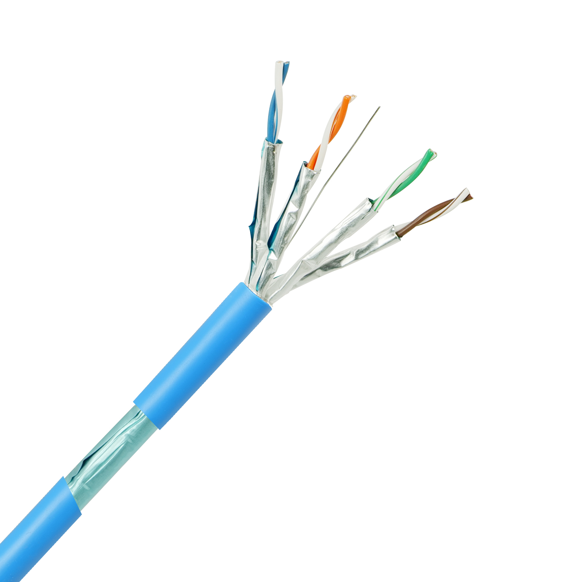 HsD - Câble monobrin - Cat6a F/FTP - 4 paires bleu LSZH Dca - 500m