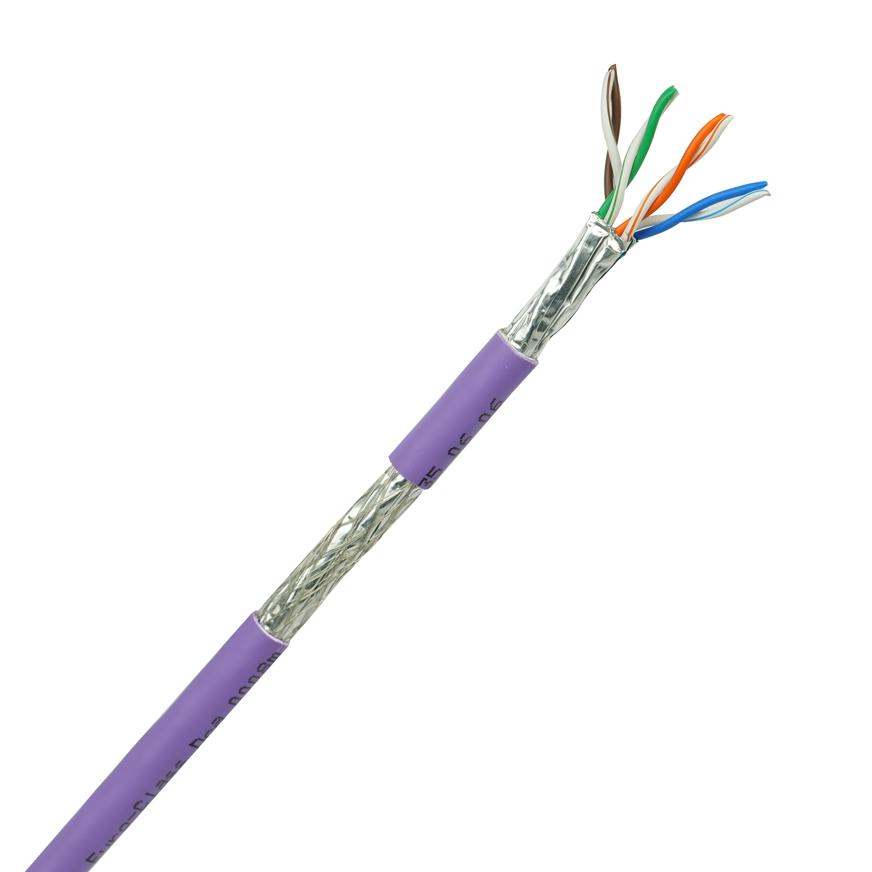 HsD - Câble monobrin - Cat7 S/FTP - 4 paires violet LSZH Dca - 500m