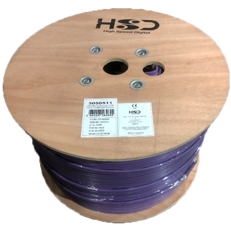 HsD - Câble monobrin - Cat7 S/FTP - 2x4 paires violet LSZH Dca - 500m