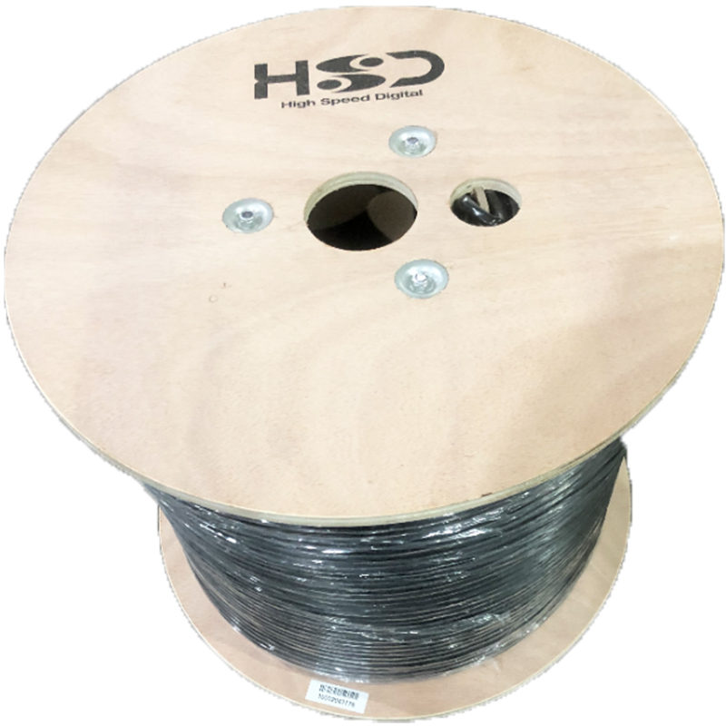 HsD - Câble monobrin - Cat7 S/FTP - 4 paires noir - gaine PE - 500m