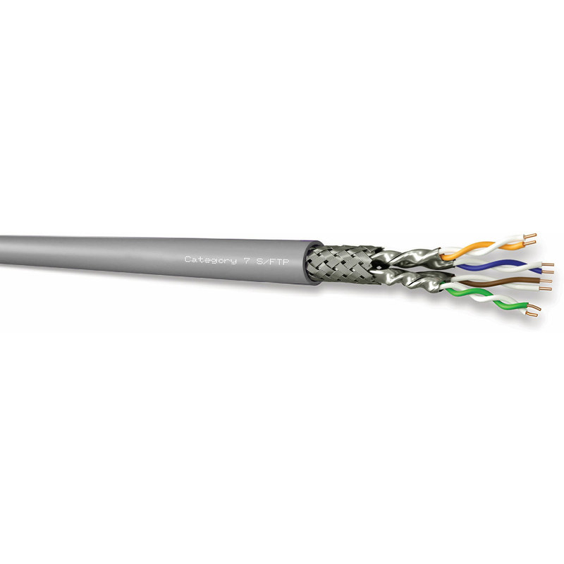 HsD - Câble monobrin - Cat8 S/FTP - 4 paires LSZH Dca gris - 100m