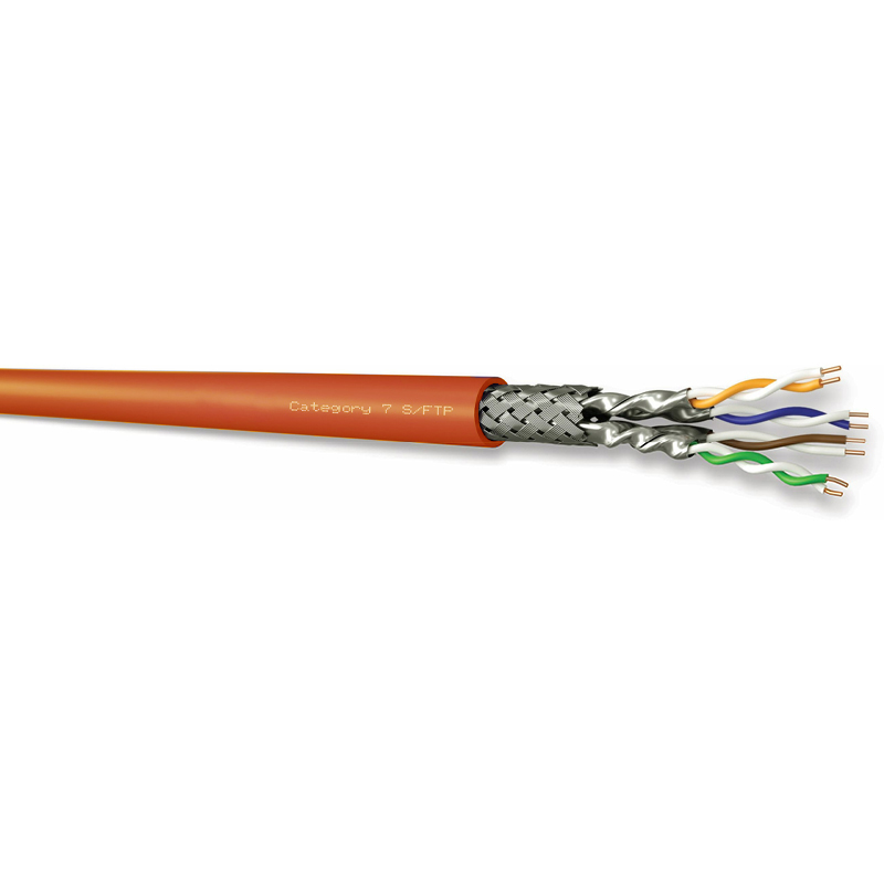 HsD - Câble monobrin - Cat8 SF/FTP - 4 paires LSZH Cca orange - 100m