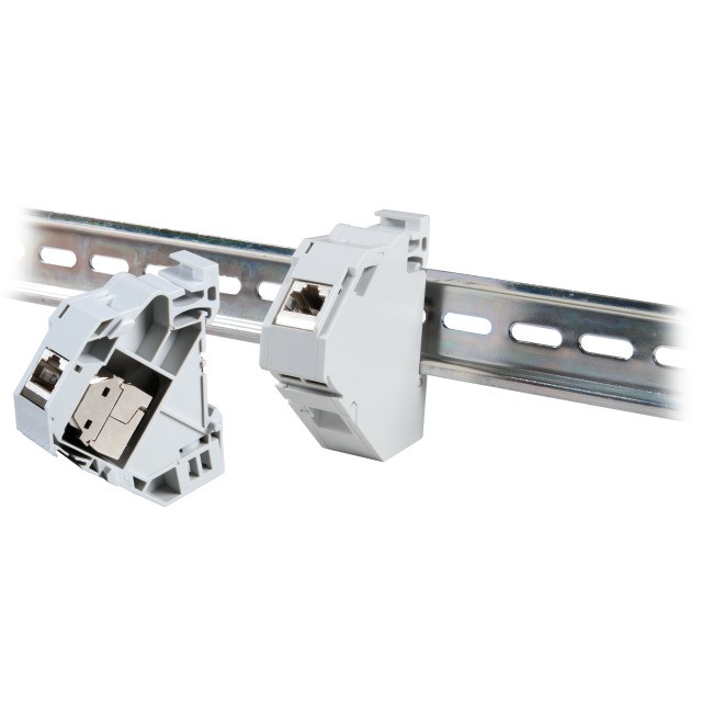 Adaptateur Keystone RJ45 support rail din PVC