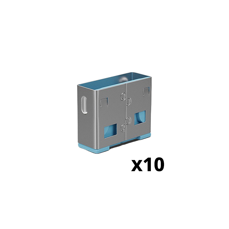 Bloqueurs de port USB Type A (sans clé) - Pack de 10 - Bleu