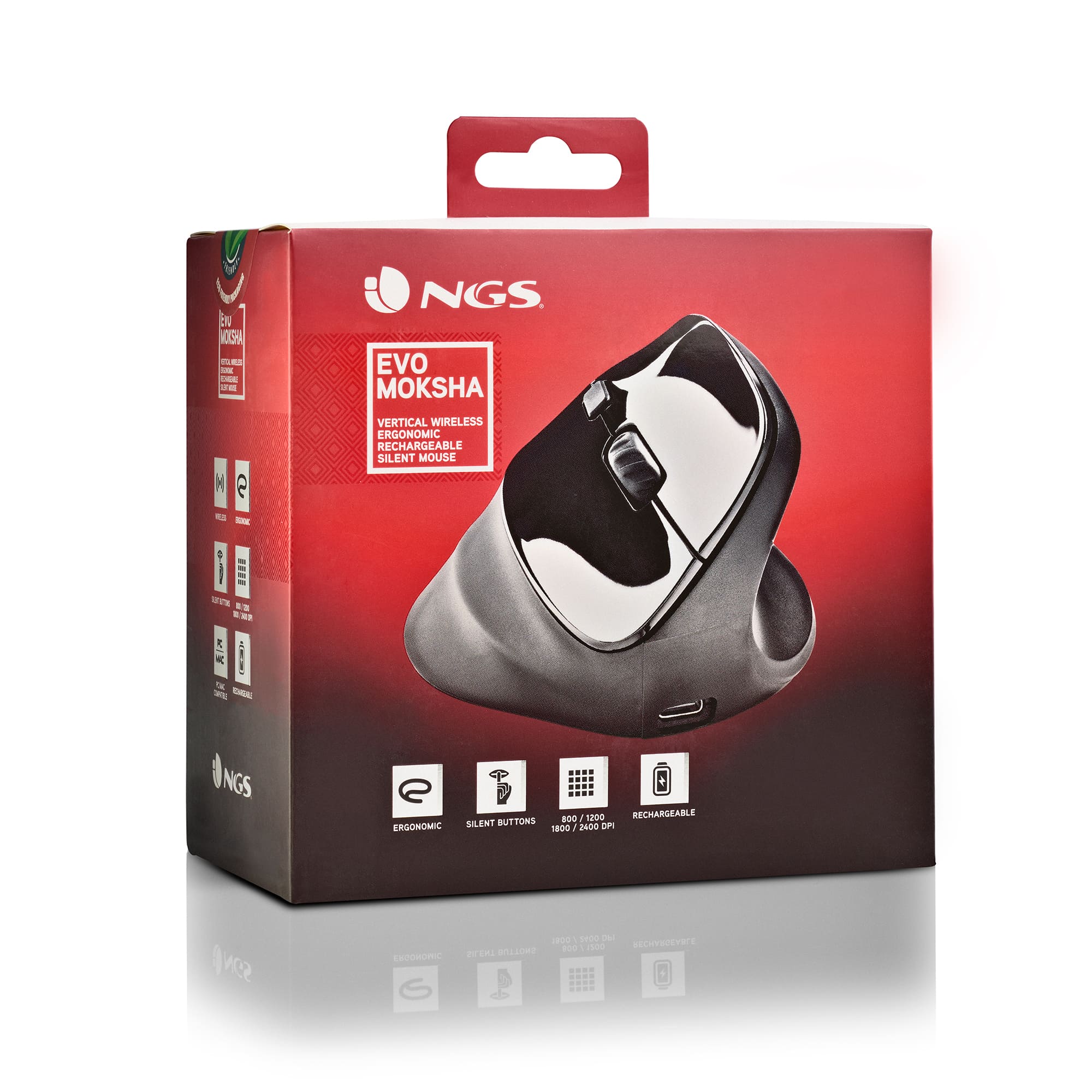 NGS - Souris sans-fil verticale 5 bout -rechargeable USB-C- EVOMOKSHA