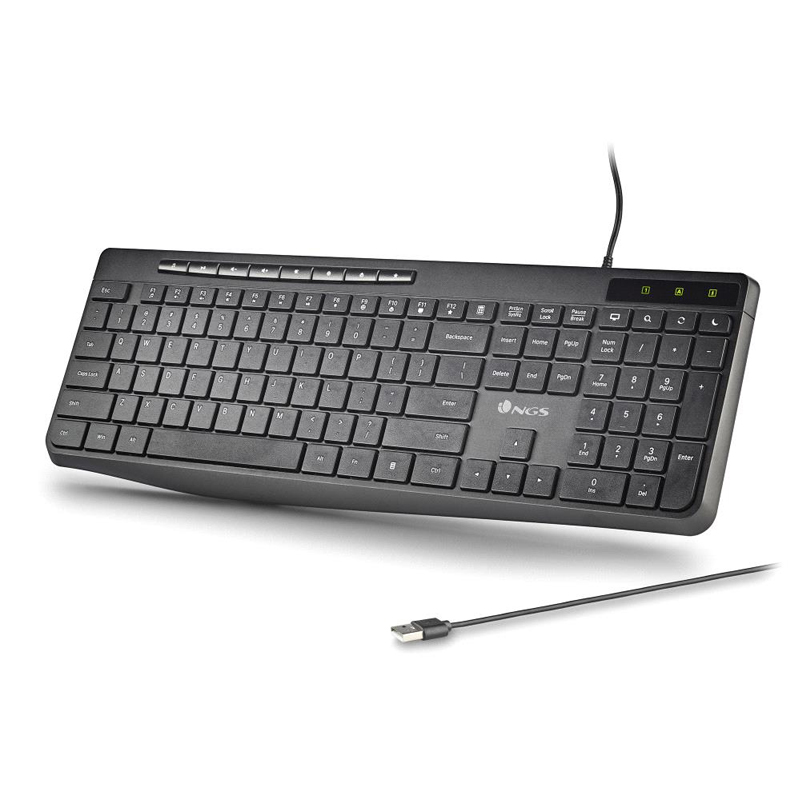 NGS - Clavier filaire ultra-mince et silencieux avec connexion USB-A