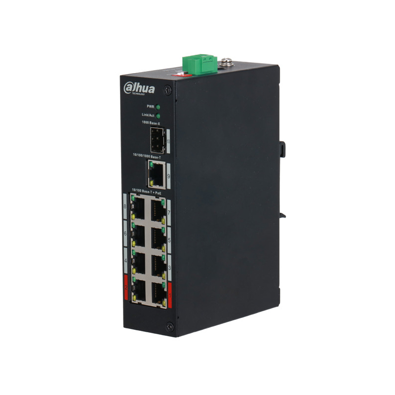 DAHUA - PFS3110-8ET-96-V2- Switch 8 ports PoE2 96w