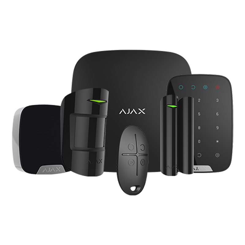 AJAX - KIT Hub - Détecteurs mouv&ouv -Clavier -Sirène -Teléco -Noir