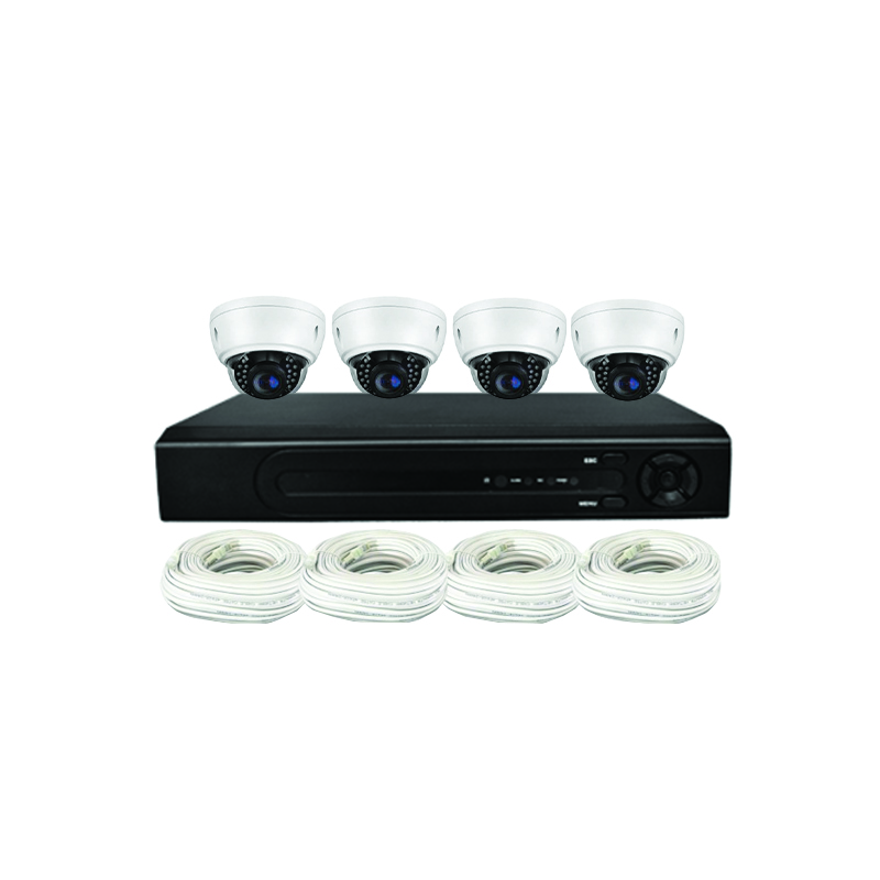 UPTEC VIEW - Pack IP NVR HD 4CH Poe, HDD1T,câbles,4dômes 2.8-12mm 5MP