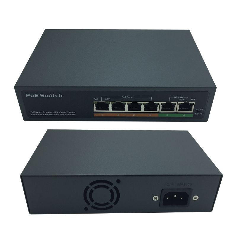 UPTEC - Switch PoE 4ports 65W 100Mb 100m-10Mb 250m +2P 100Mb EOL