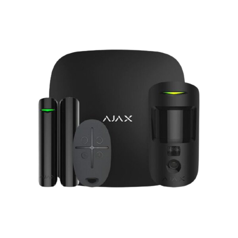 AJAX -Starterkit Cam Plus - Hub 2 + Dét. mouv&ouv + télécommande Noir