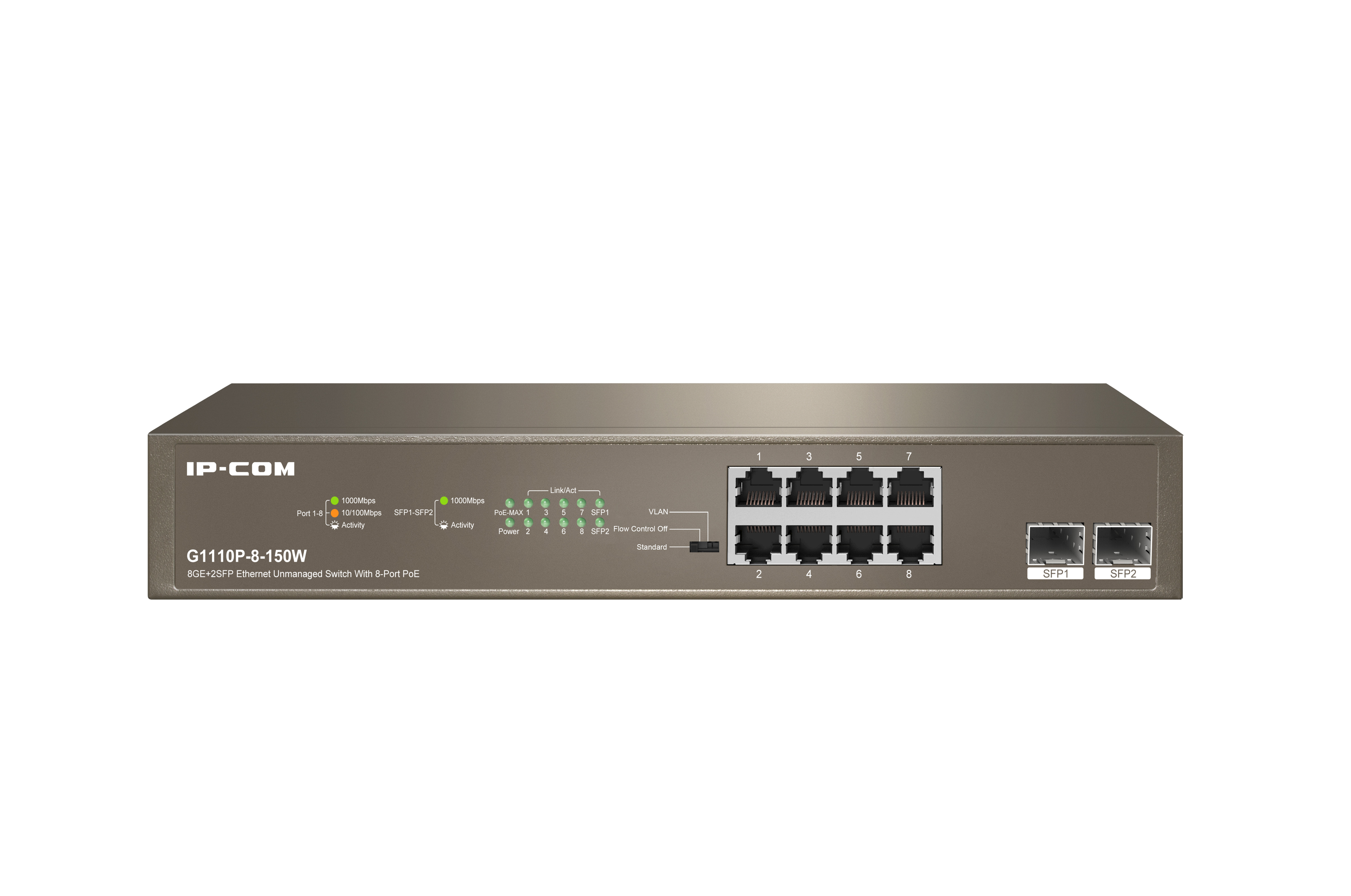 IP-COM - G1110P - Switch 8 ports Gigabit PoE 150W + 2 ports SFP EOL