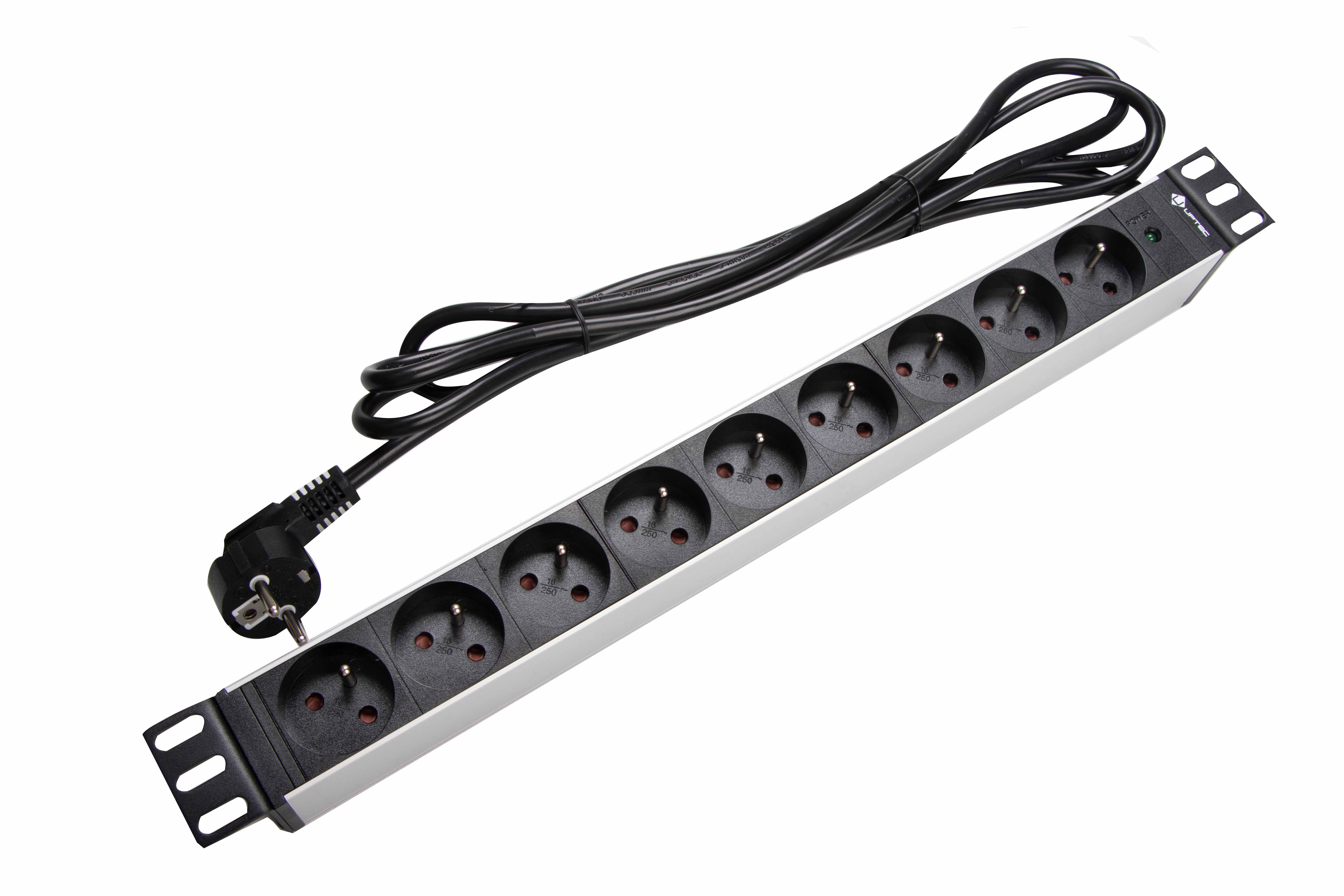 UPTEC - PDU 19" 1U multiprises 9 prises 2P+T avec voyant lumineux