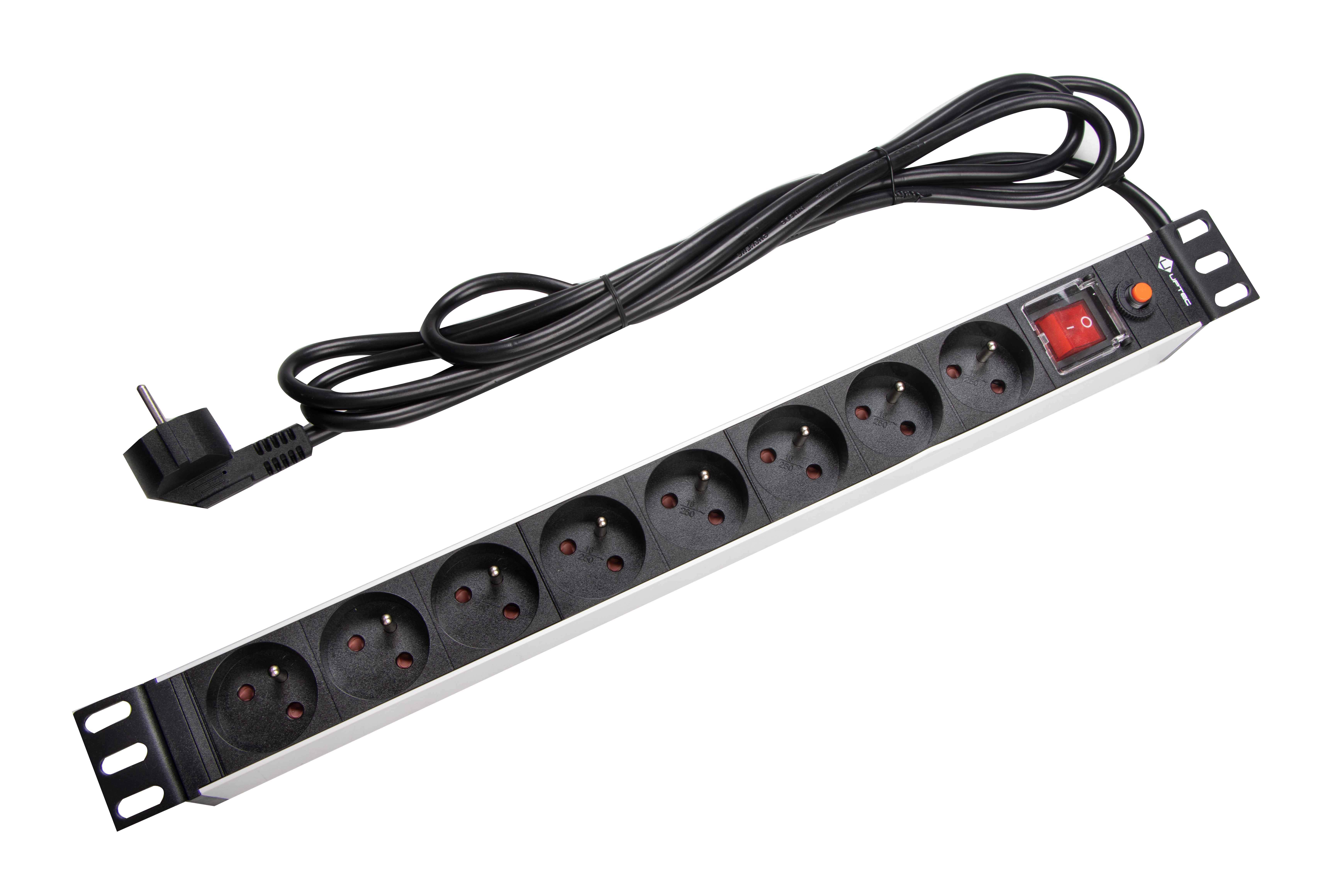 UPTEC - PDU 19" 1U multiprises 8 prises 2P+T interrupteur Fusible