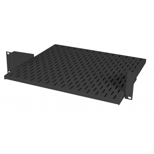 Etagère 19" 2U noire Prof 300 mm - Charge 15 Kg