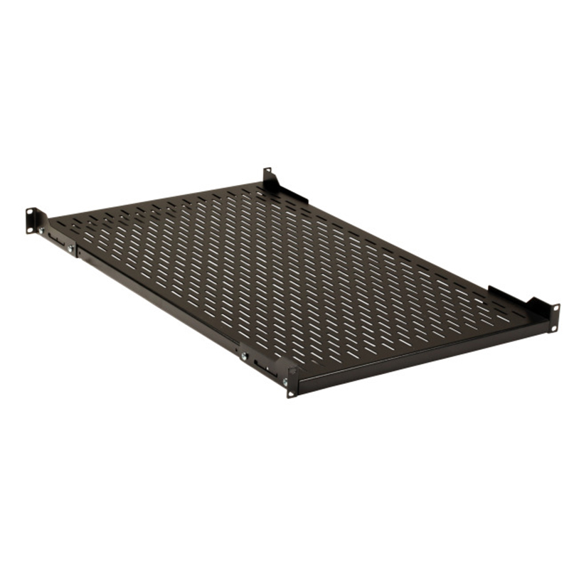 Etagère 19" 1U noire Prof 550 ajust. 350 à 700 mm Charge 80 Kg