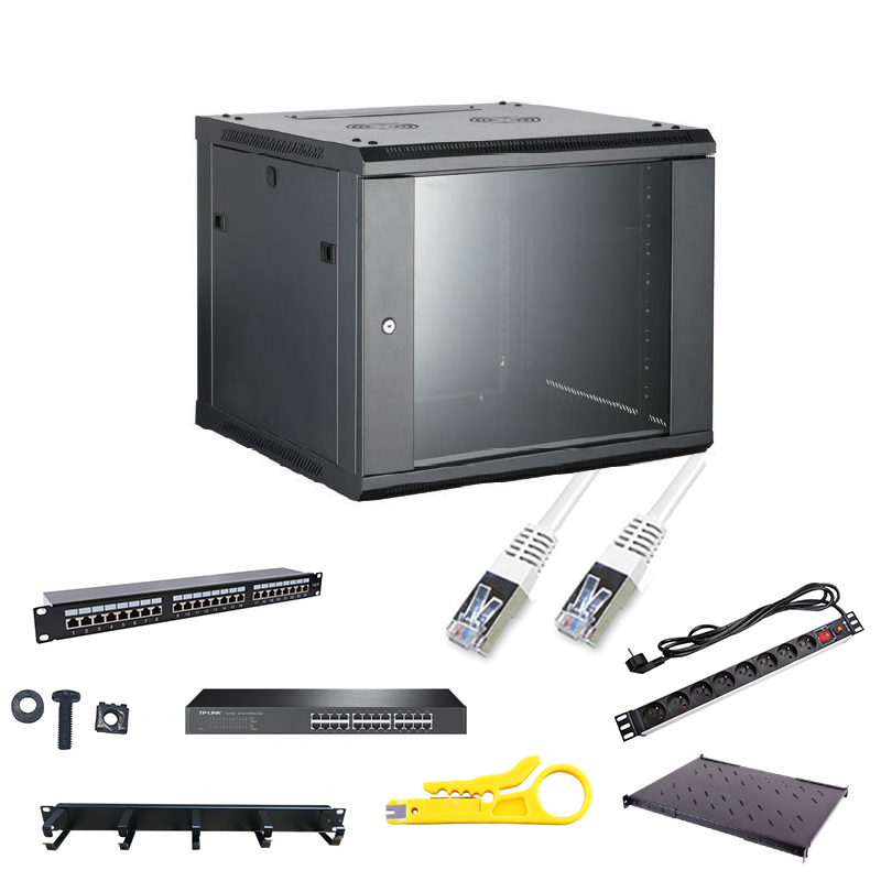 Solution 19" 6U Equipé 24P CAT6 avec 8062472 panneaux équipés
