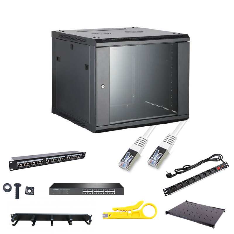 Solution 19" 9U Equipé 24P CAT6 avec 8062472 panneaux équipés