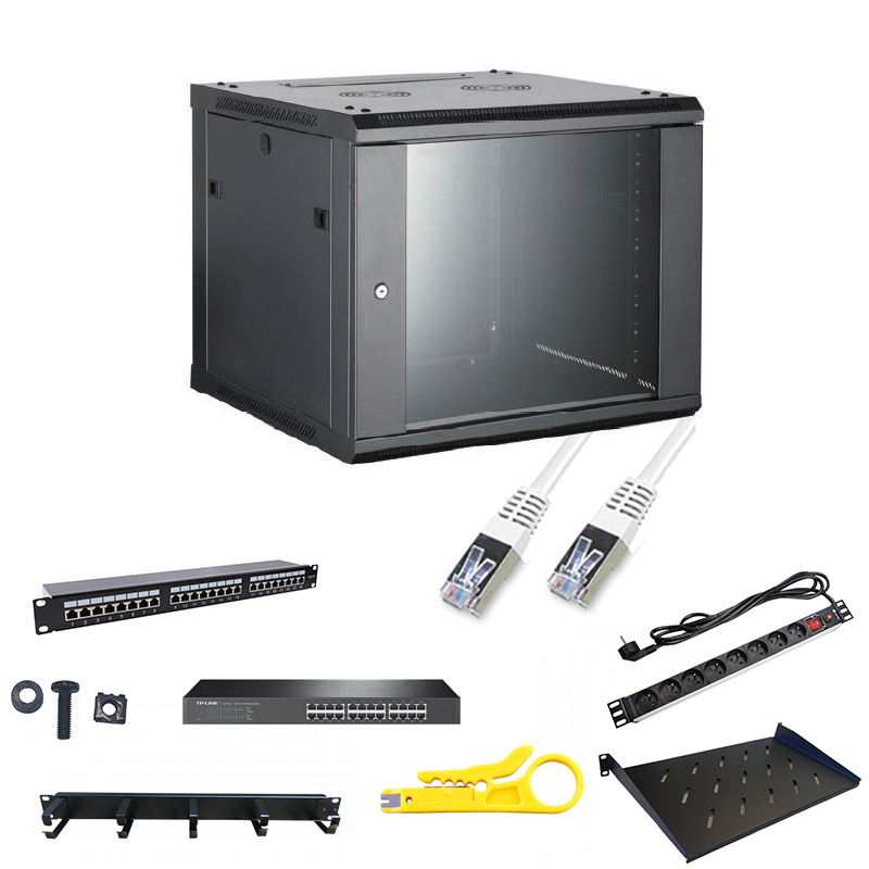 Solution 19" 15U Equipé 24P CAT6 avec 8062472 panneaux équipés