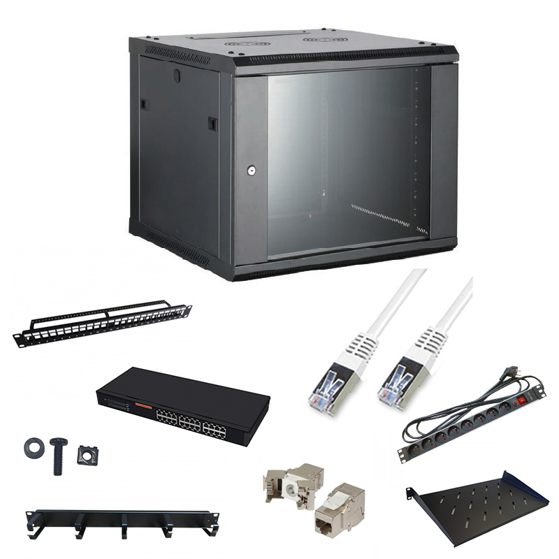 Solution Gigabit 19" 9U équipé 24 ports Catégorie 6