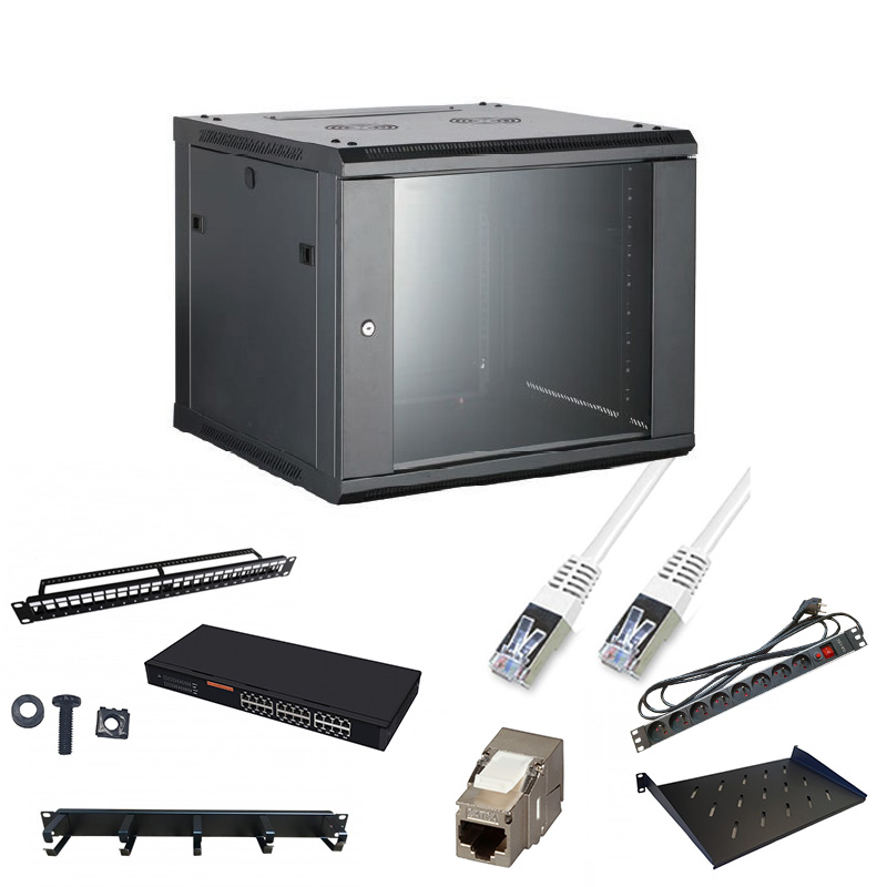 Solution Gigabit 19" 12U équipé 24 ports Catégorie 6a