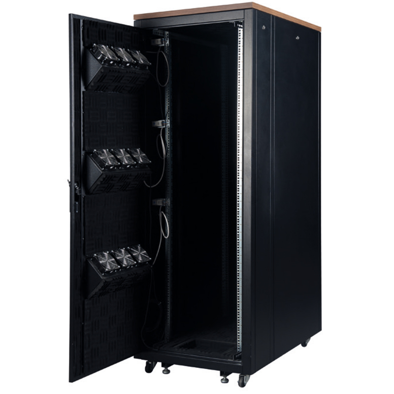 UPTEC v2 Baie insono. 42U L750 P1130 H2110 finit. bois 9 vent. Maple